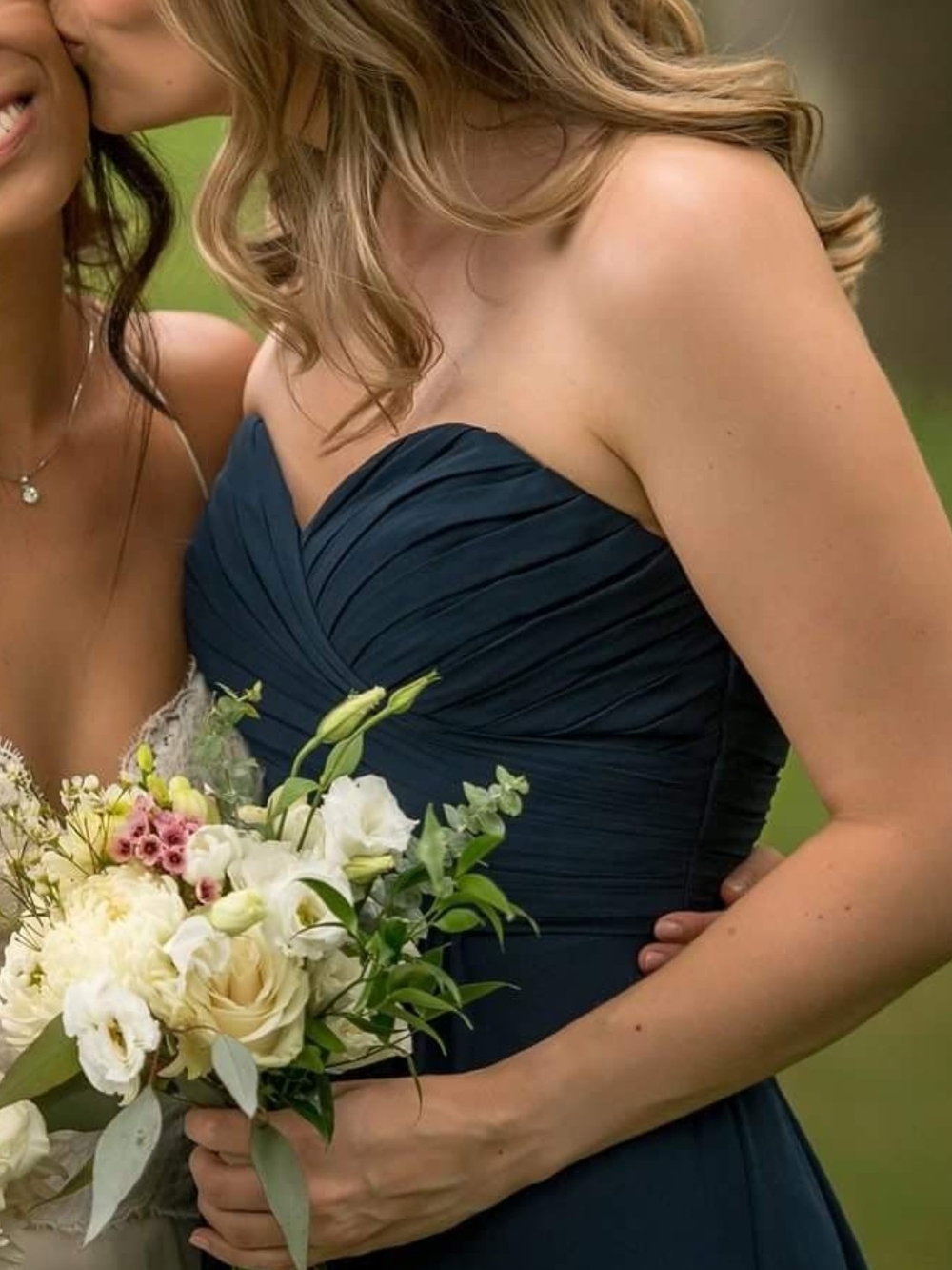 Bill Levkoff Strapless Chiffon Bridesmaid Dress - Navy Blue